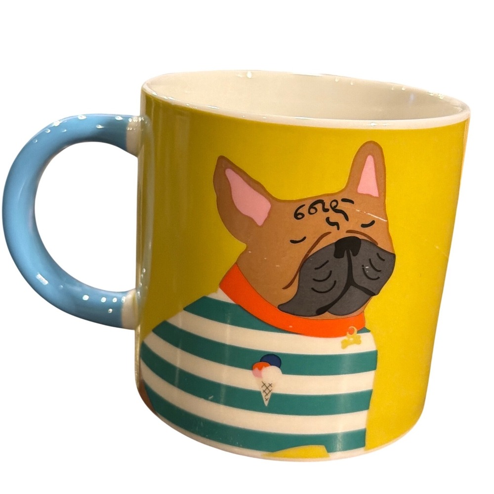 Joules "So Fetch" French Bulldog Pug Brightside Ceramic Coffee Mug 12 oz